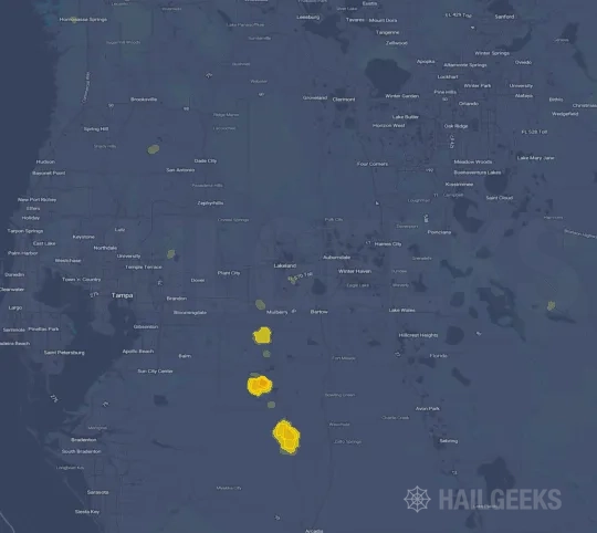 Hail map for Lakeland, FL