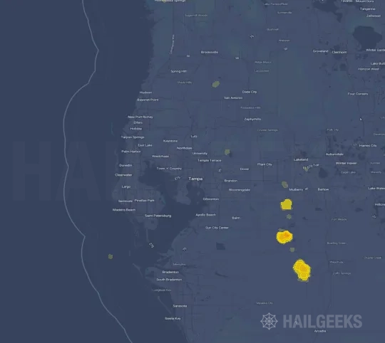 Hail map for Tampa, FL