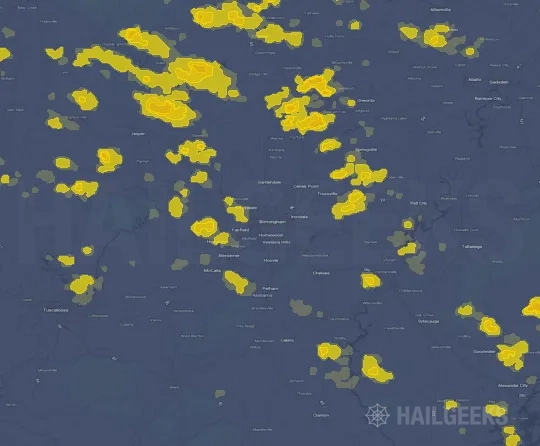 Hail map for Birmingham, AL