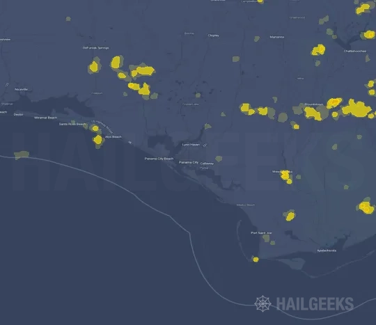 Hail map for Panama City, FL