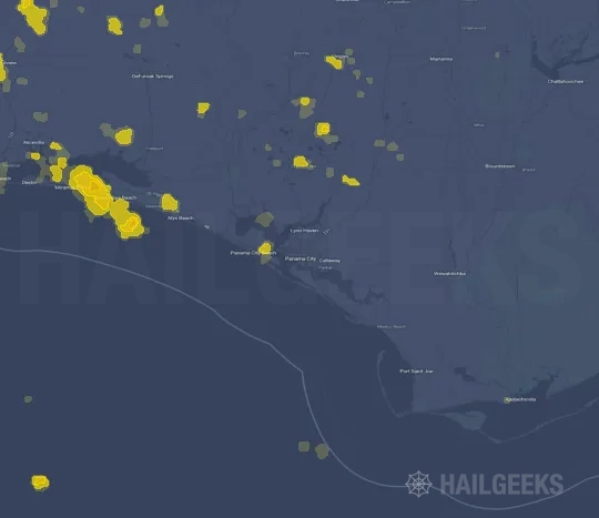 Hail map for Panama City, FL
