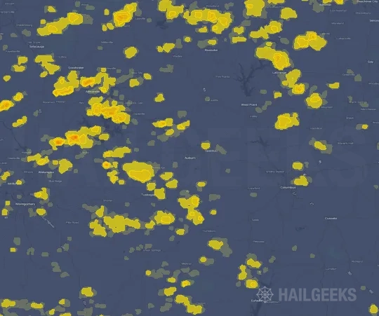 Hail map for Auburn, AL