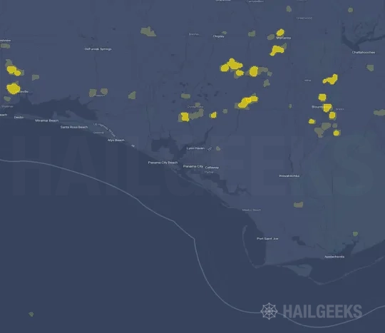 Hail map for Panama City, FL