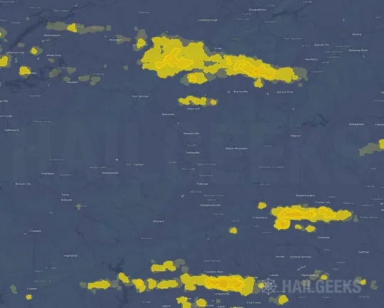 Hail map for Asheville, NC