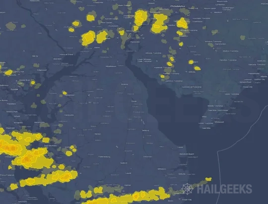 Hail map for Dover, DE
