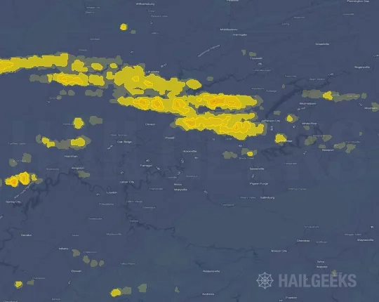Hail map for Knoxville, TN
