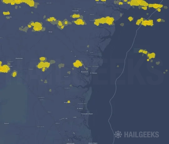 Hail map for Brunswick, GA on Aug 8, 2023
