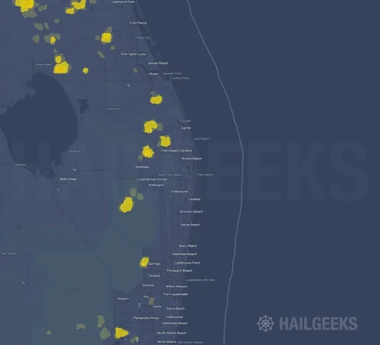Hail map for West Palm Beach, FL