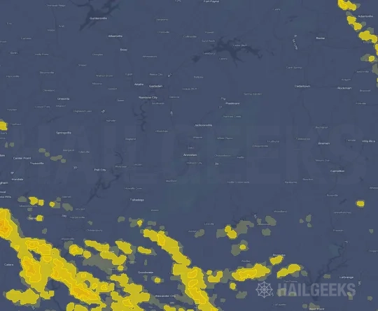 Hail map for Anniston, AL