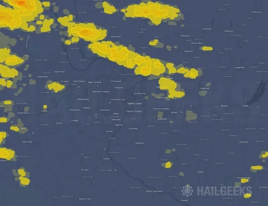 Hail map for Saint Louis, MO