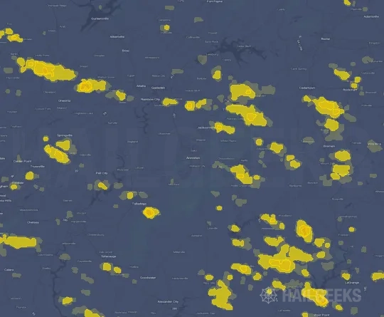 Hail map for Anniston, AL