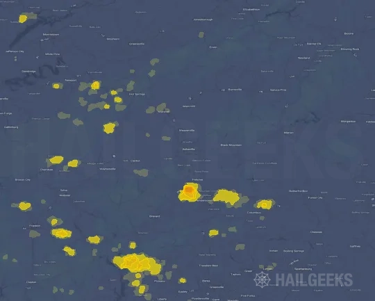 Hail map for Asheville, NC