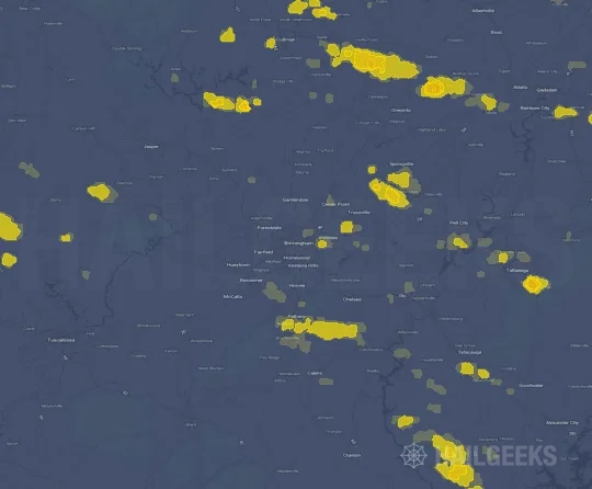 Hail map for Birmingham, AL