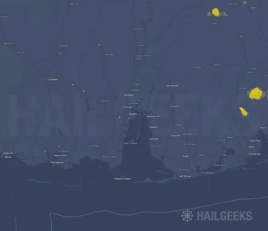 Hail map for Mobile, AL