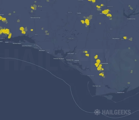 Hail map for Panama City, FL
