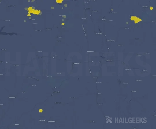 Hail map for Starkville, MS
