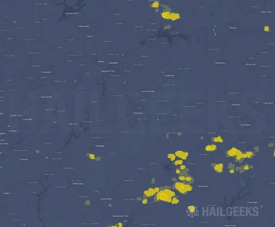 Hail map for Anniston, AL