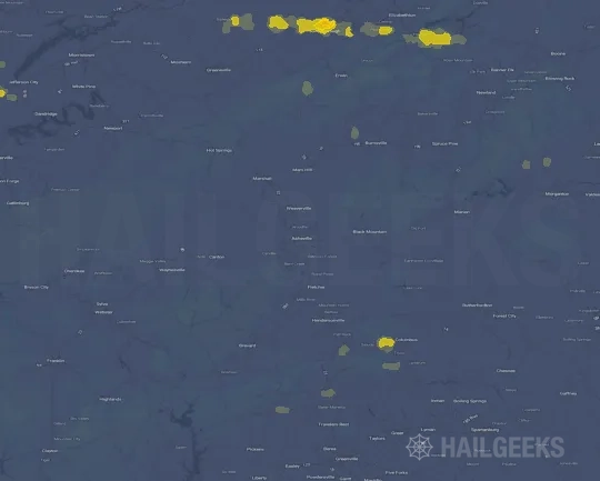 Hail map for Asheville, NC