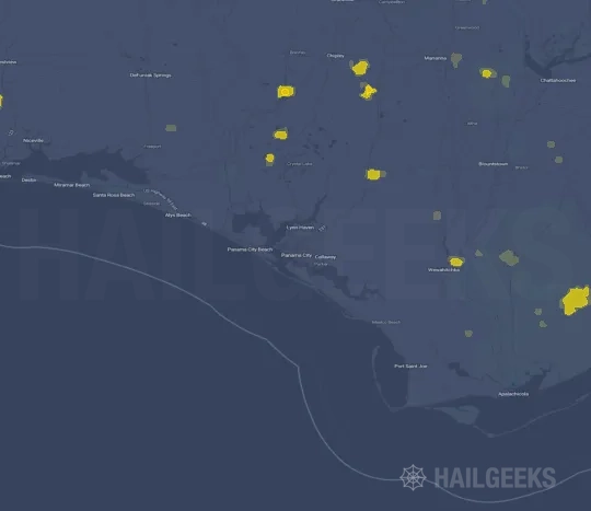 Hail map for Panama City, FL