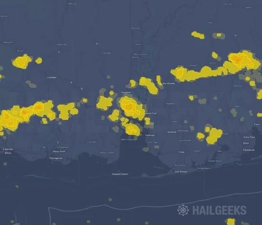 Hail map for Mobile, AL