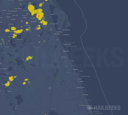 Hail map for Palm Bay, FL