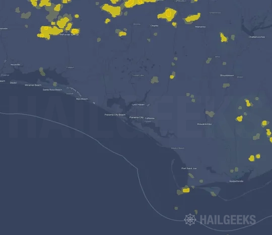Hail map for Panama City, FL