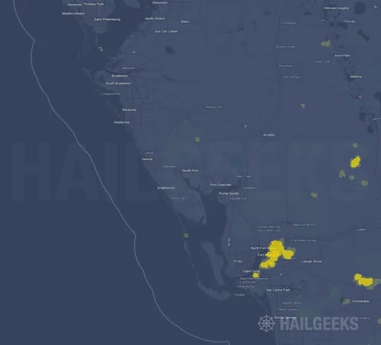 Hail map for North Port, FL on Aug 17, 2023