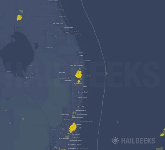 Hail map for West Palm Beach, FL