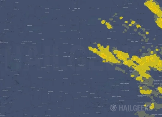 Hail map for Lansing, MI