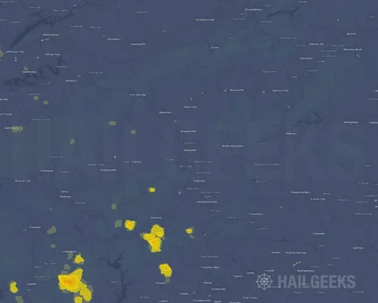 Hail map for Asheville, NC