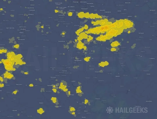 Hail map for Morgantown, WV