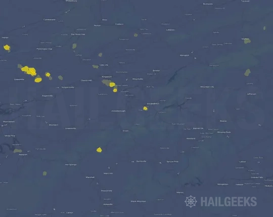 Hail map for Johnson City, TN