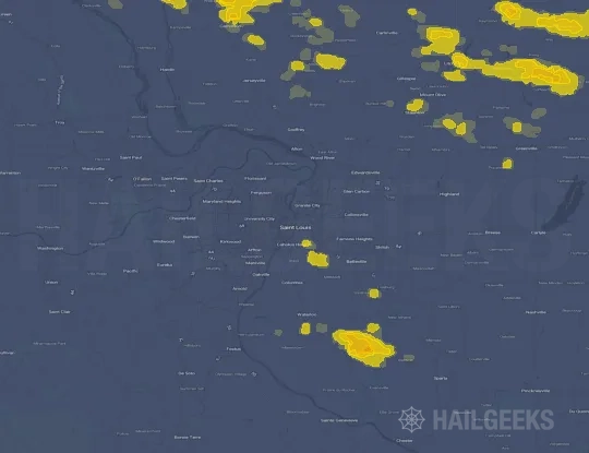 Hail map for Saint Louis, MO