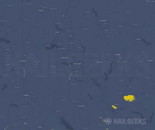 Hail map for Shreveport, LA