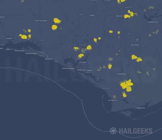 Hail map for Panama City, FL