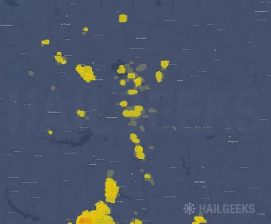 Hail map for Texarkana, AR