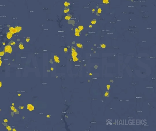Hail map for Columbus, GA