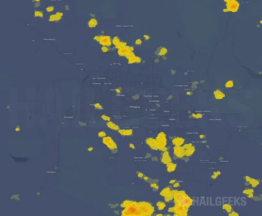 Hail map for Phoenix, AZ