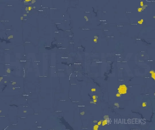 Hail map for Shreveport, LA