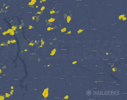 Hail map for Clarksville, TN
