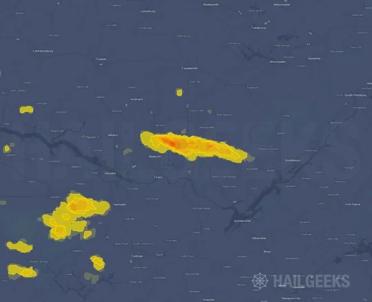 Hail map for Huntsville, AL