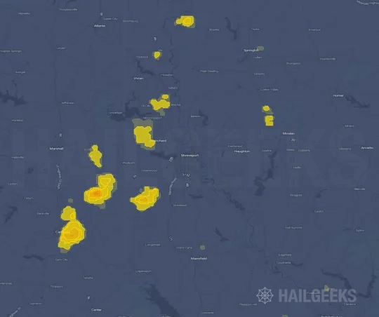 Hail map for Shreveport, LA