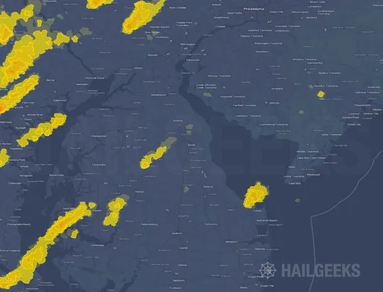 Hail map for Dover, DE