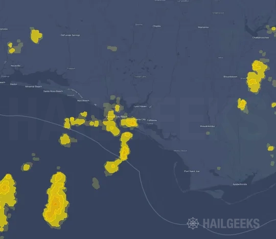 Hail map for Panama City, FL