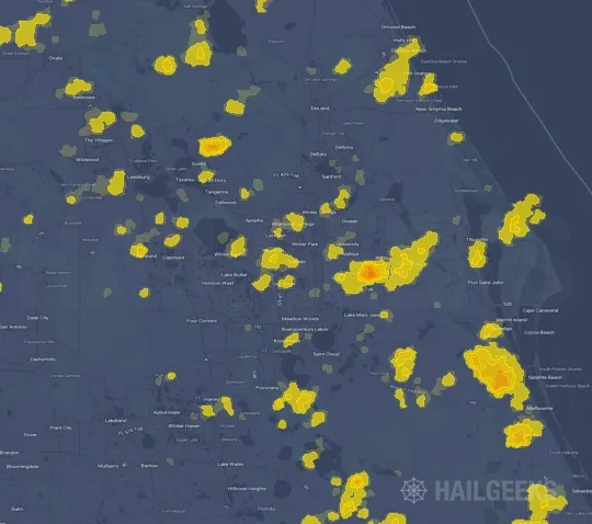 Hail map for Orlando, FL