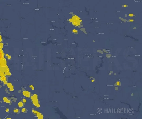 Hail map for Shreveport, LA
