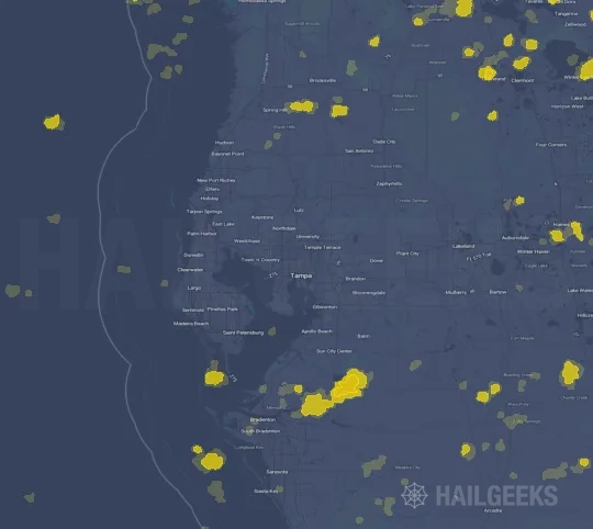 Hail map for Tampa, FL