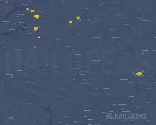 Hail map for Asheville, NC