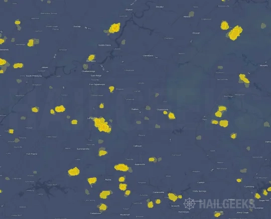 Hail map for Dalton, GA