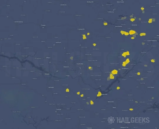 Hail map for Huntsville, AL